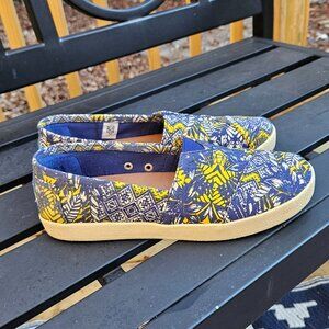 Toms Canvas Slip-on Loafers - Blue/Yellow/White Sz 7